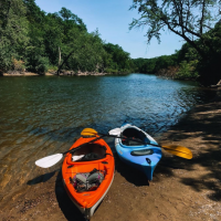 Kayaks on the Cannon River