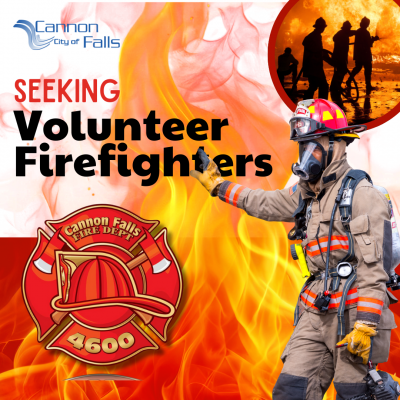 Firefighter with Cannon Falls Fire Department logo